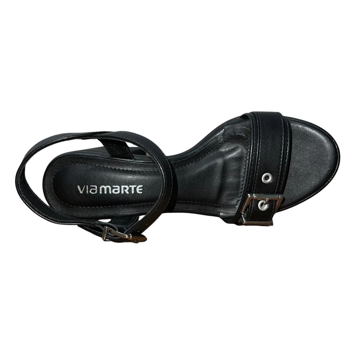 Sandália Plataforma de Salto Bloco Tratorado Feminino Via Marte 162-002-01 Preto Preto 4