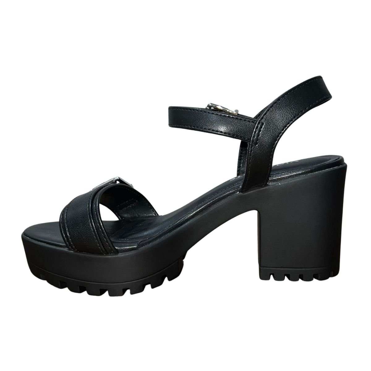 Sandália Plataforma de Salto Bloco Tratorado Feminino Via Marte 162-002-01 Preto Preto 5