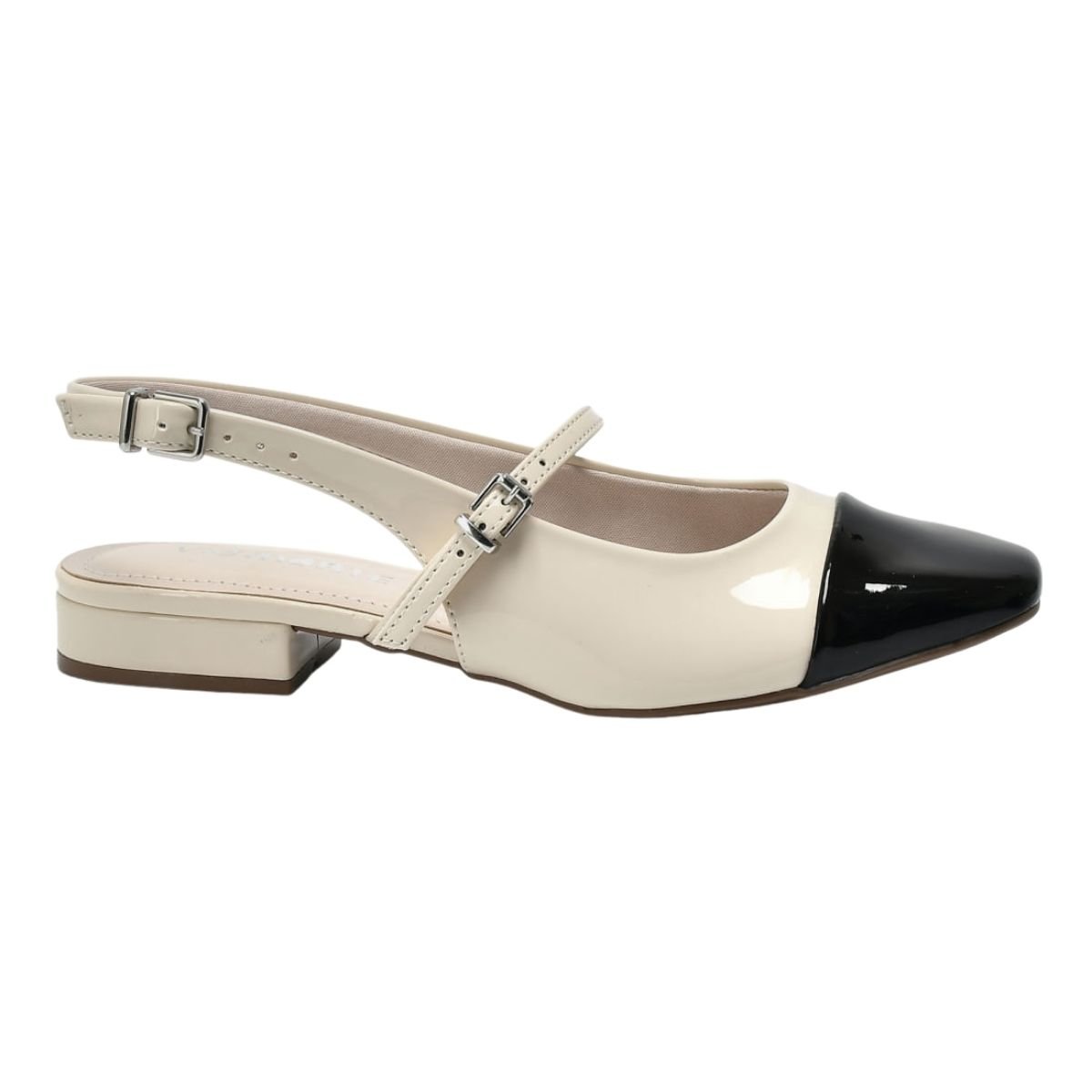 Sapatilha Slingback Feminino Via Marte 160-003-01 Bege Bege/Preto 1