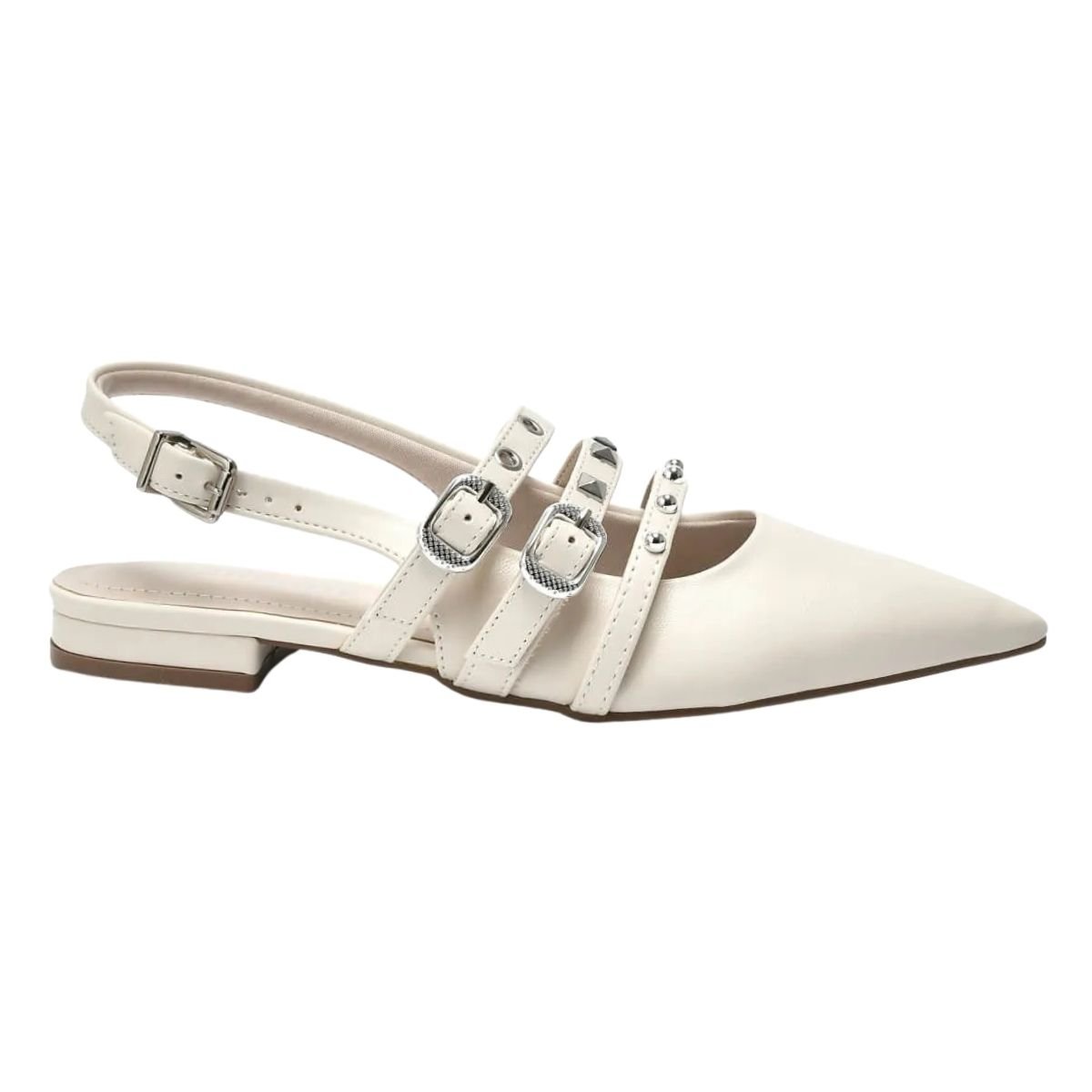 Sapatilha Slingback de Tiras Feminino Via Marte 144-007-01 Bege