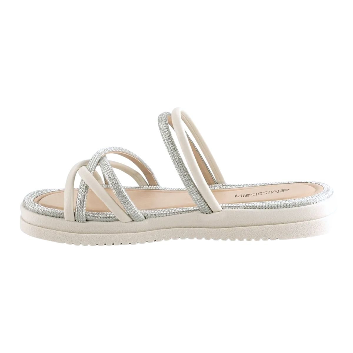 Sandália Slide Flatform Feminino Mississipi MB221 Branco Branco 5