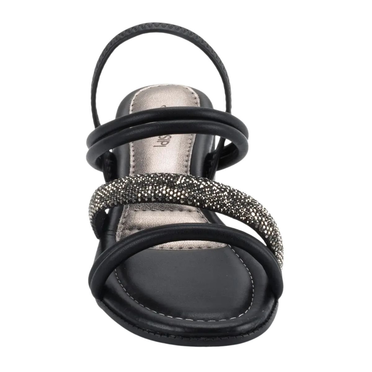 Sandália de Salto Bloco Baixo Feminino Mississipi MB423 Preto Preto 3