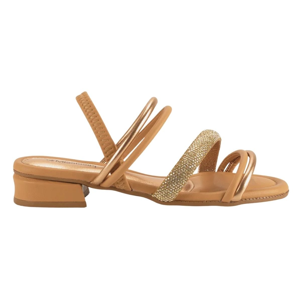 Sandália de Salto Bloco Baixo Feminino Mississipi MB423 Caramelo