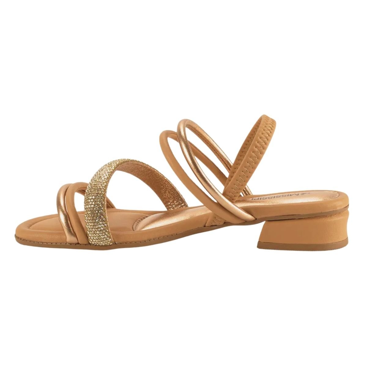 Sandália de Salto Bloco Baixo Feminino Mississipi MB423 Caramelo Caramelo 5