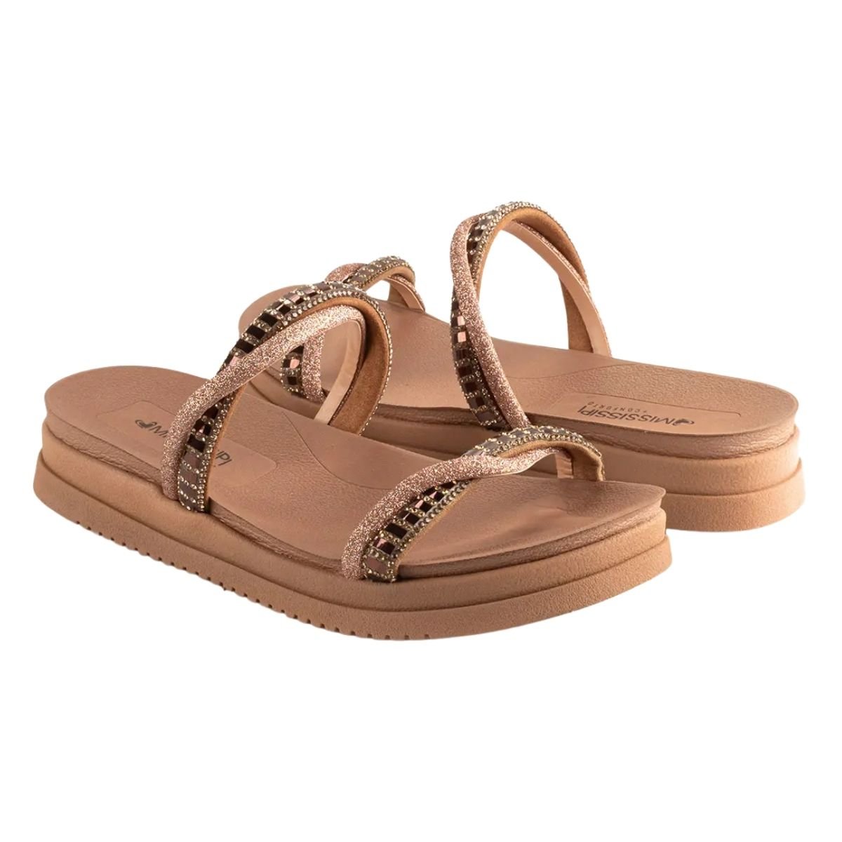 Sandália Slide Flatform Feminino Mississipi MB301 Caramelo Caramelo 2