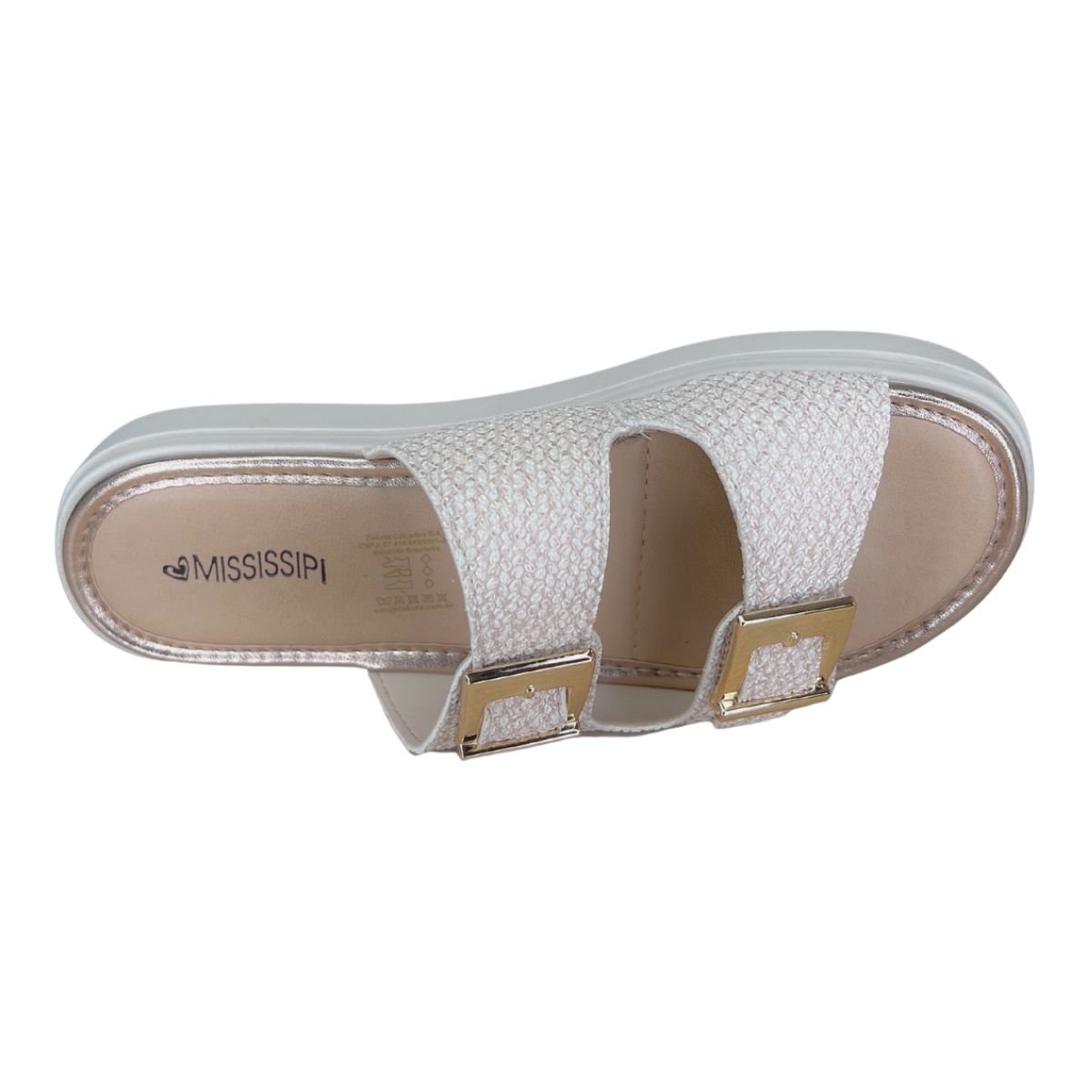 Sandália Slide Flatform de Fivela Feminino Mississipi MB521 Bege 3