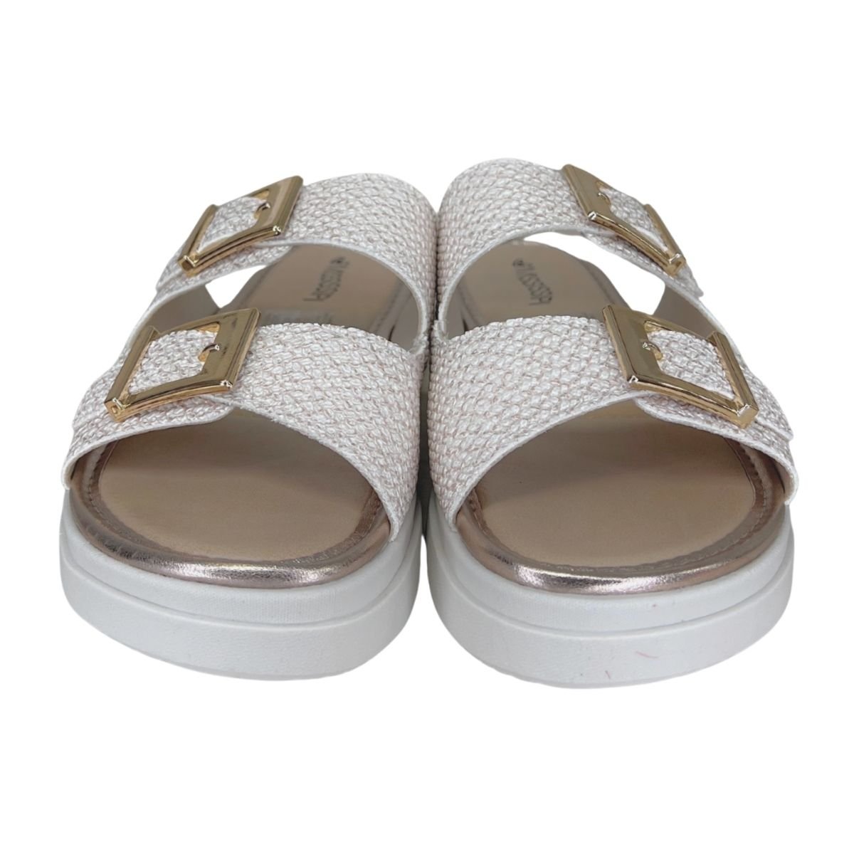 Sandália Slide Flatform de Fivela Feminino Mississipi MB521 Bege 4