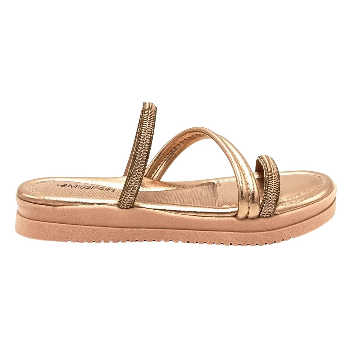 Sandália Slide Flatform Feminino Mississipi MB531 Dourado