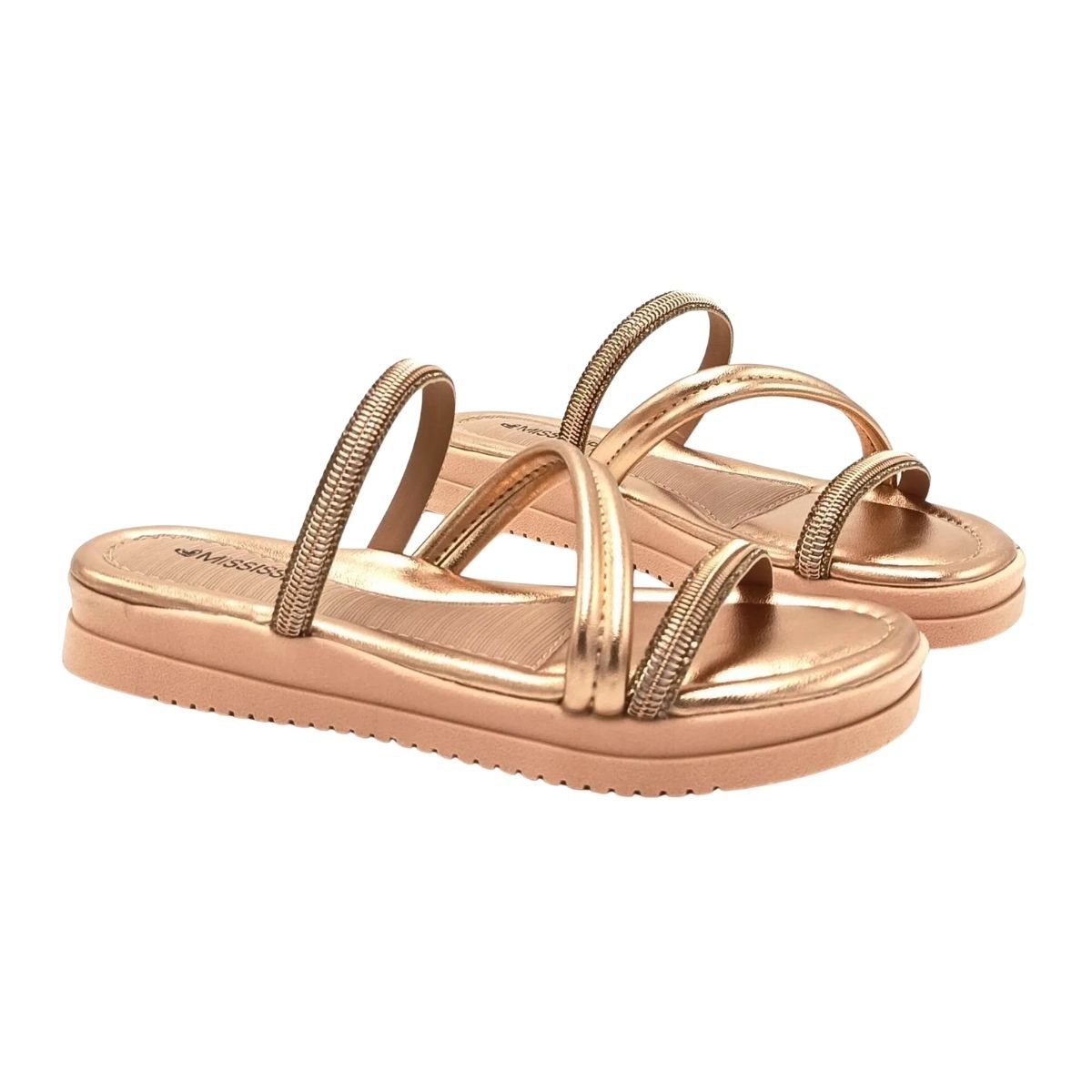 Sandália Slide Flatform Feminino Mississipi MB531 Dourado Dourado 2