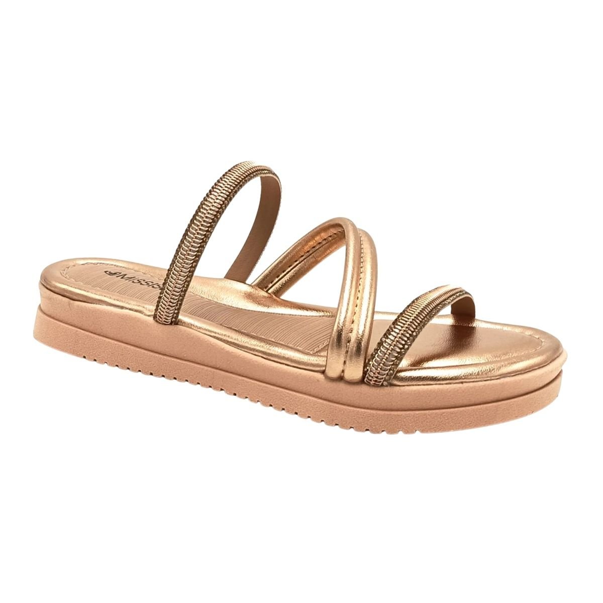 Sandália Slide Flatform Feminino Mississipi MB531 Dourado Dourado 3