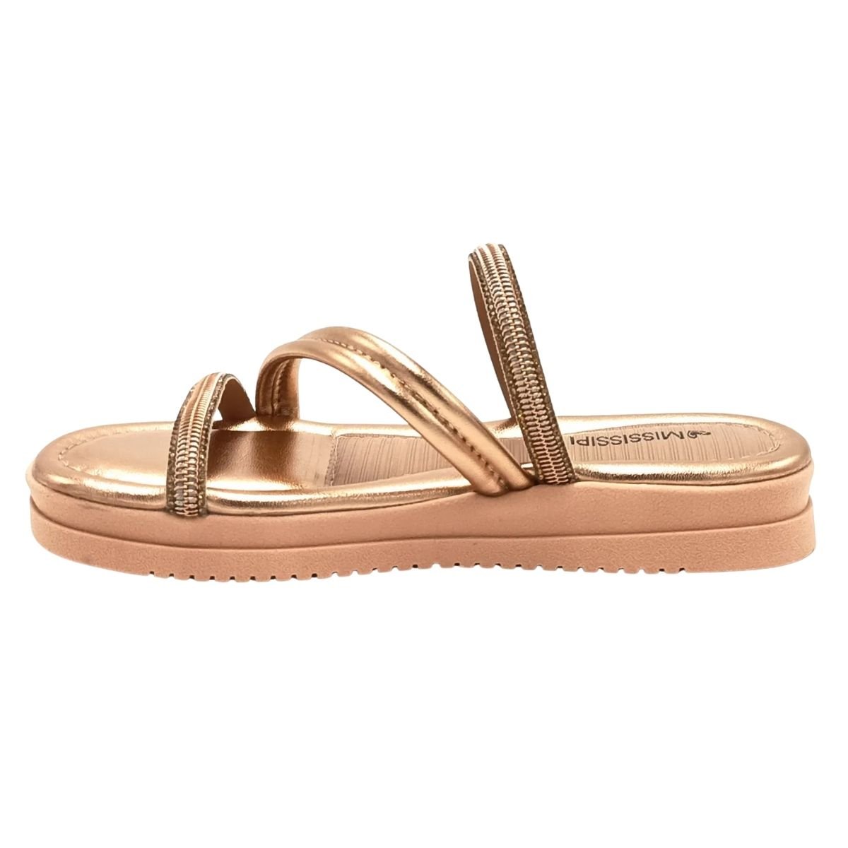 Sandália Slide Flatform Feminino Mississipi MB531 Dourado Dourado 5