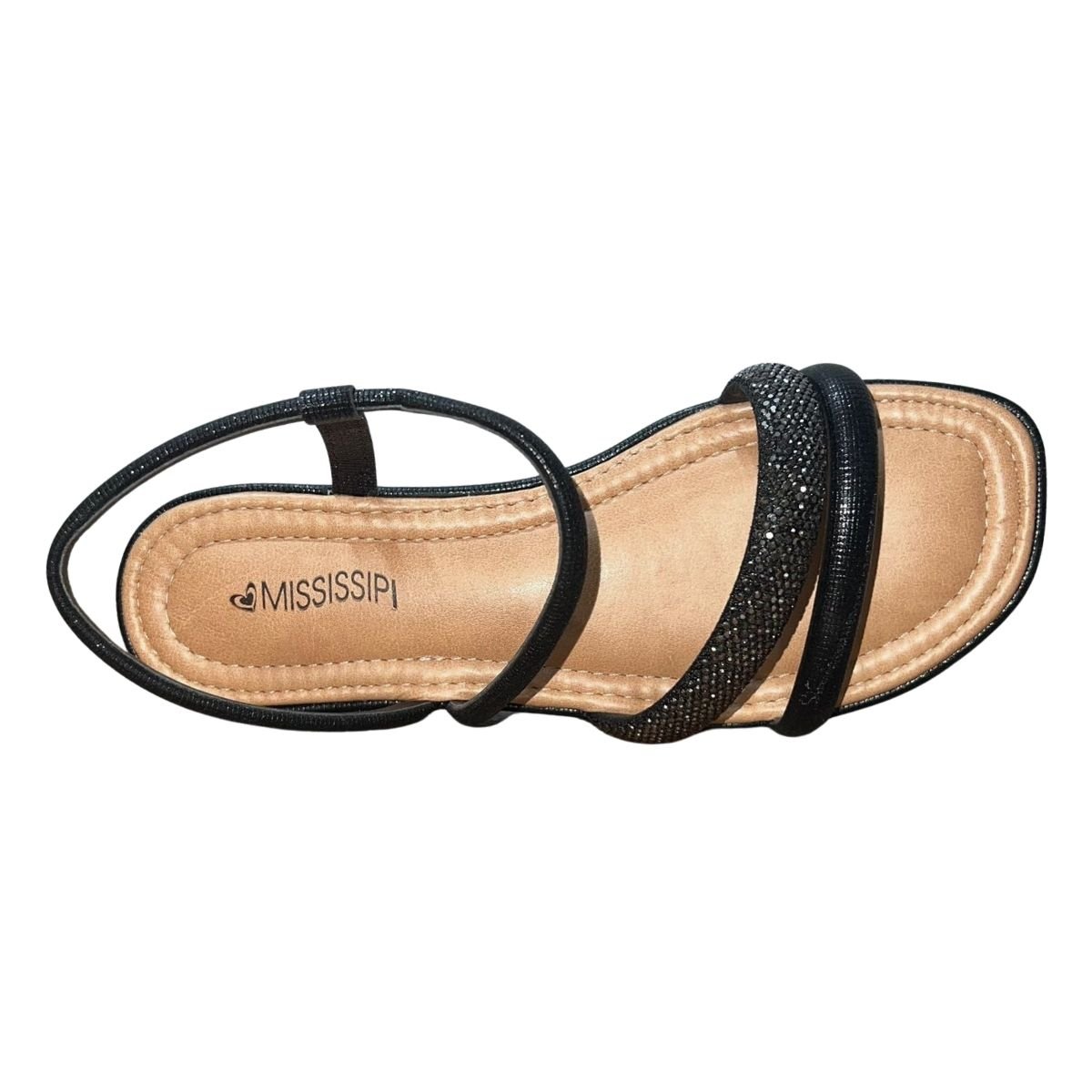 Sandália Flatform com Brilho Feminino Mississipi MB812 Preto Preto 4