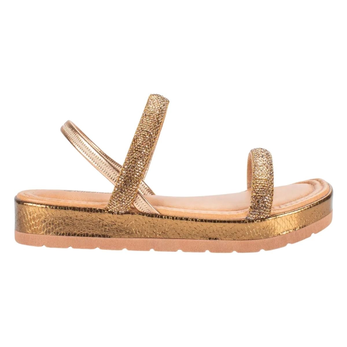 Sandália Flatform Metalizada Feminino Mississipi MB813 Bronze