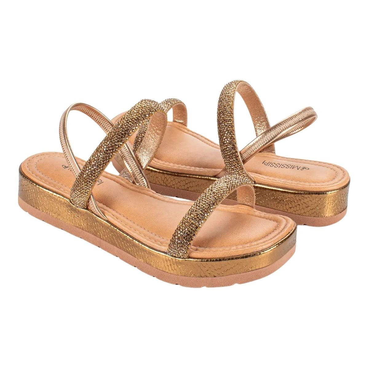 Sandália Flatform Metalizada Feminino Mississipi MB813 Bronze Bronze 2