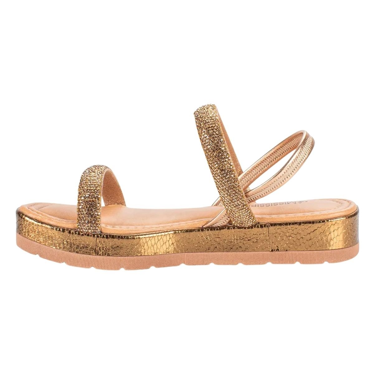 Sandália Flatform Metalizada Feminino Mississipi MB813 Bronze Bronze 5