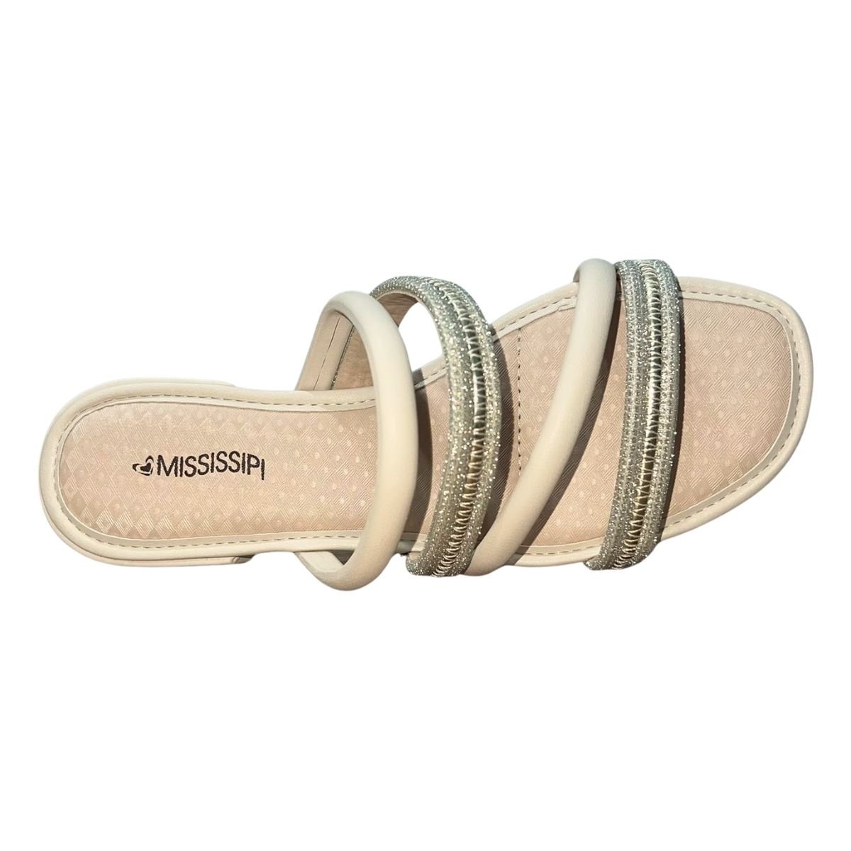 Tamanco de Salto Bloco Baixo Feminino Mississipi MB941 Bege Bege 4