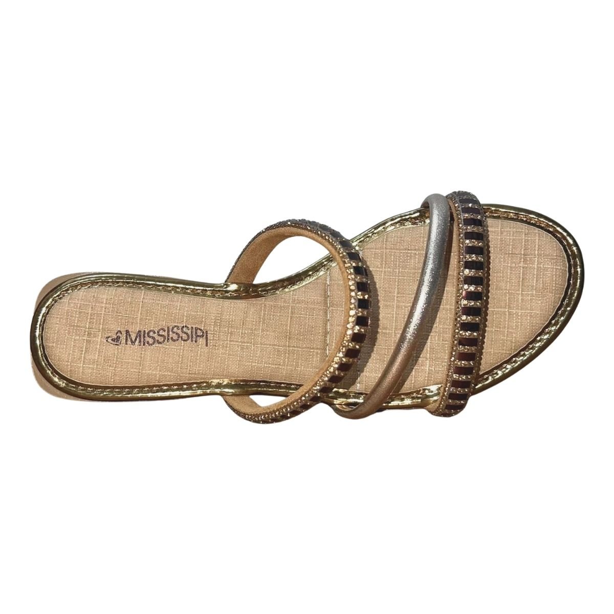 Tamanco de Salto Bloco Baixo Feminino Mississipi MI991 Bronze Bronze 4