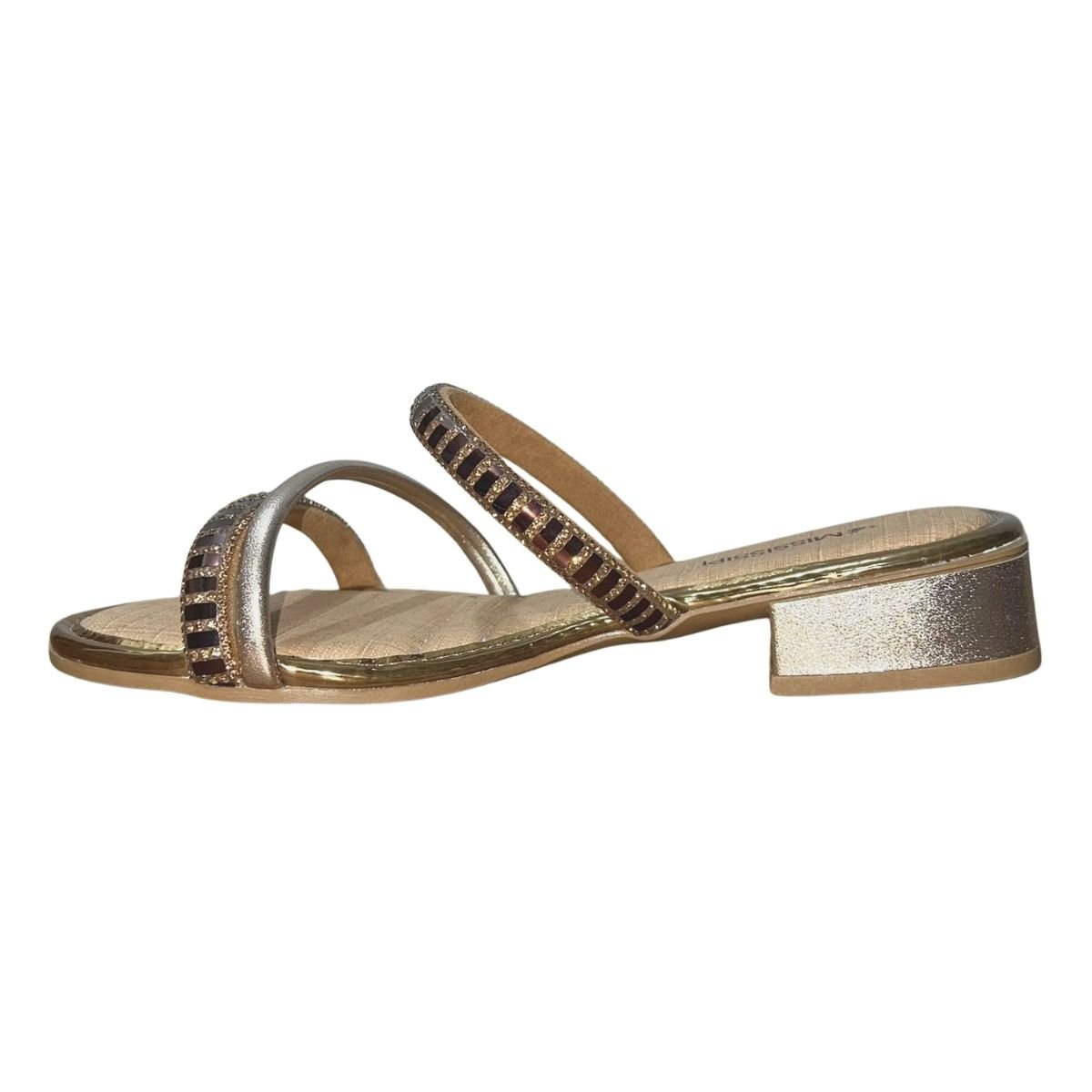 Tamanco de Salto Bloco Baixo Feminino Mississipi MI991 Bronze Bronze 5