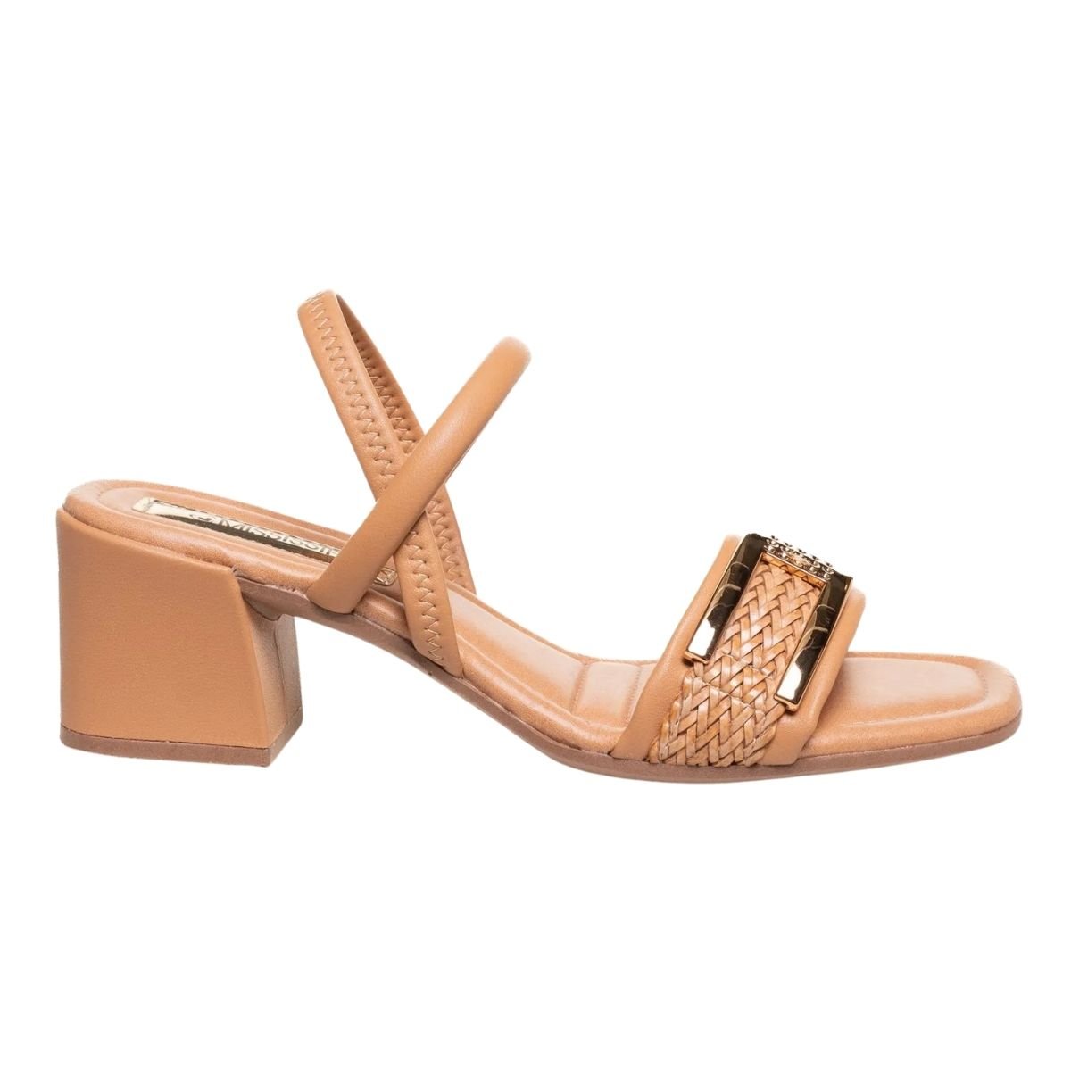 Sandália de Salto Bloco Feminino Mississipi MB832 Caramelo Caramelo 1