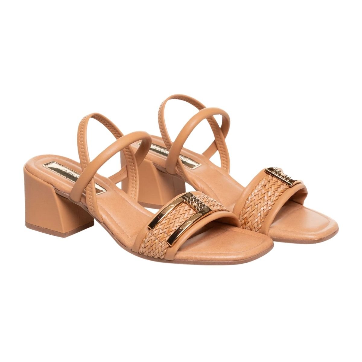 Sandália de Salto Bloco Feminino Mississipi MB832 Caramelo Caramelo 2