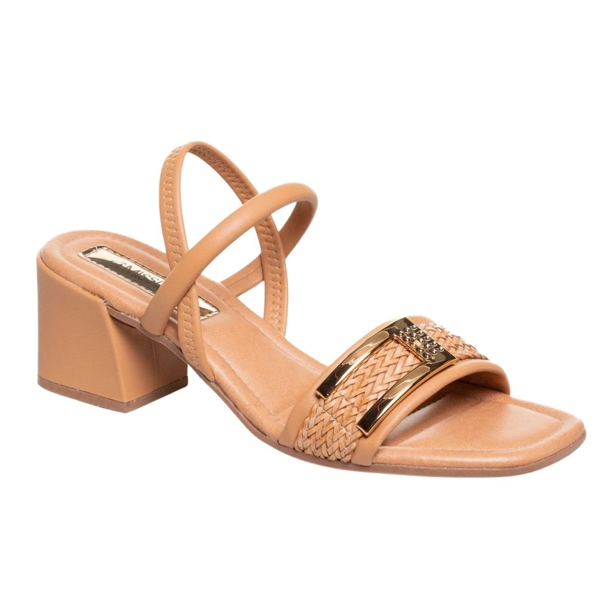Sandália de Salto Bloco Feminino Mississipi MB832 Caramelo Caramelo 3
