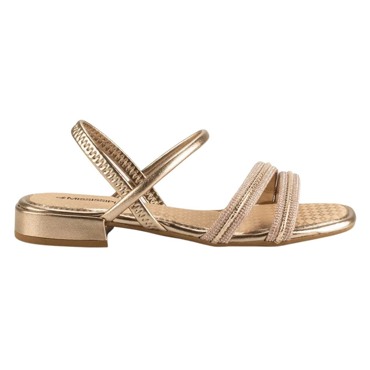 Sandália de Salto Bloco Baixo Feminino Mississipi MB943 Dourado