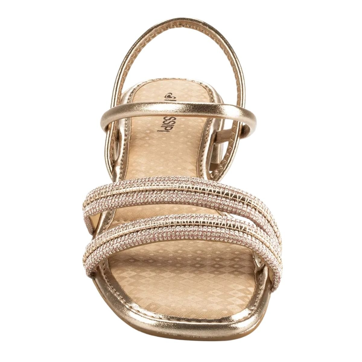 Sandália de Salto Bloco Baixo Feminino Mississipi MB943 Dourado Dourado 3