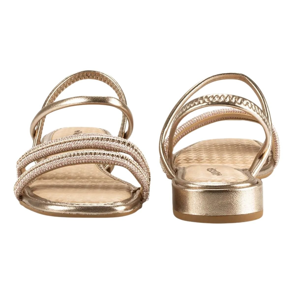 Sandália de Salto Bloco Baixo Feminino Mississipi MB943 Dourado Dourado 4