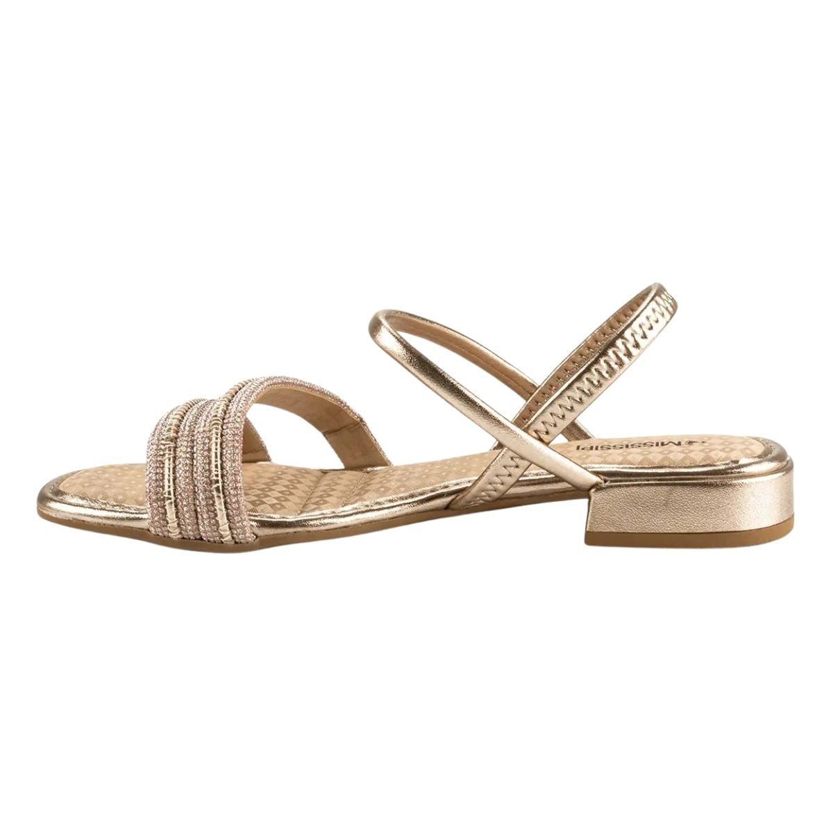 Sandália de Salto Bloco Baixo Feminino Mississipi MB943 Dourado Dourado 5