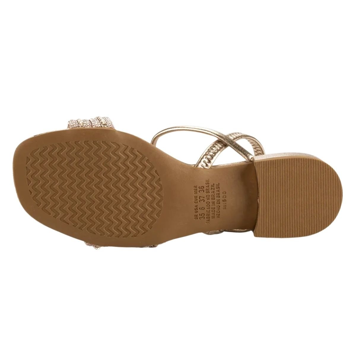 Sandália de Salto Bloco Baixo Feminino Mississipi MB943 Dourado Dourado 6