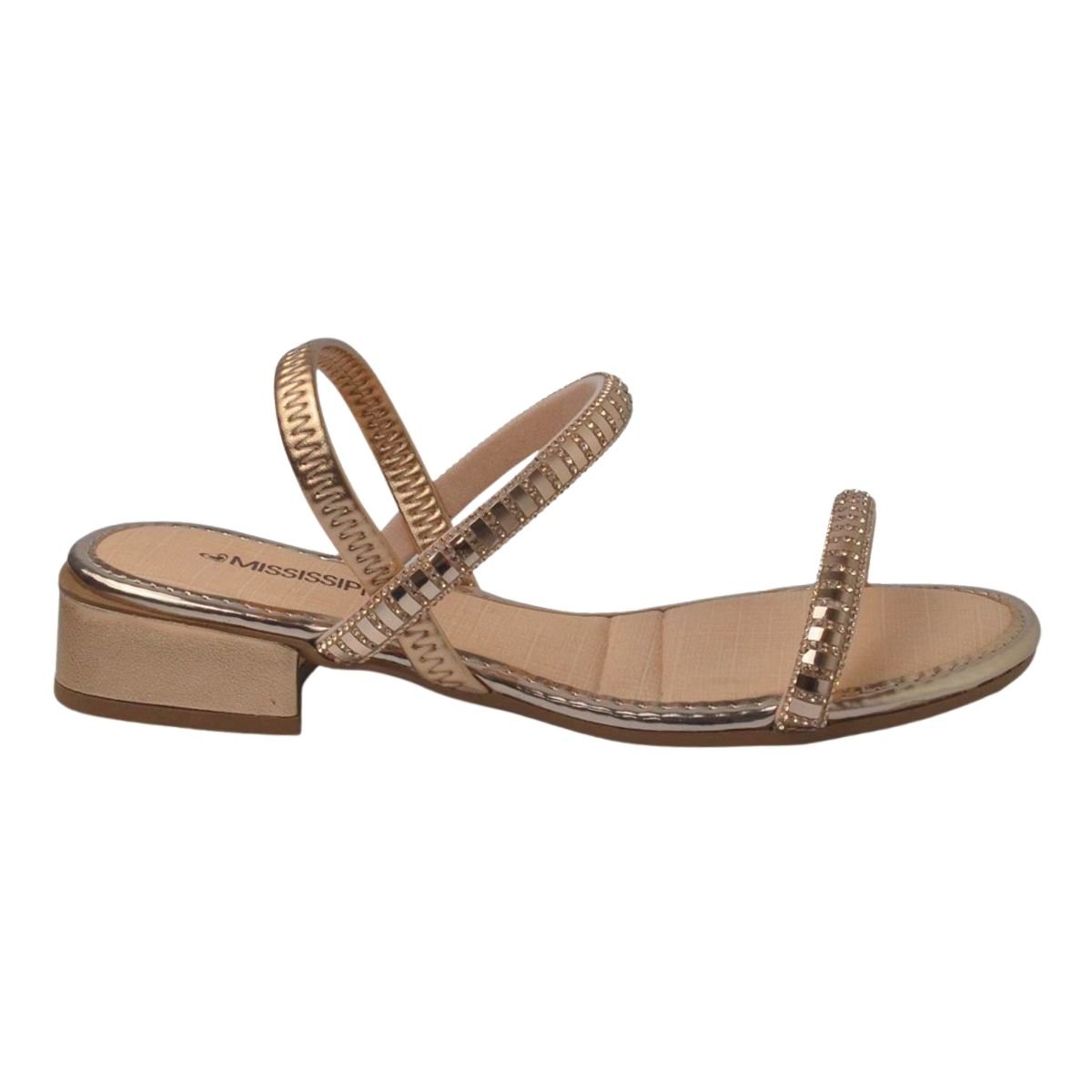 Sandália de Salto Bloco Baixo Feminino Mississipi MI993 Nude