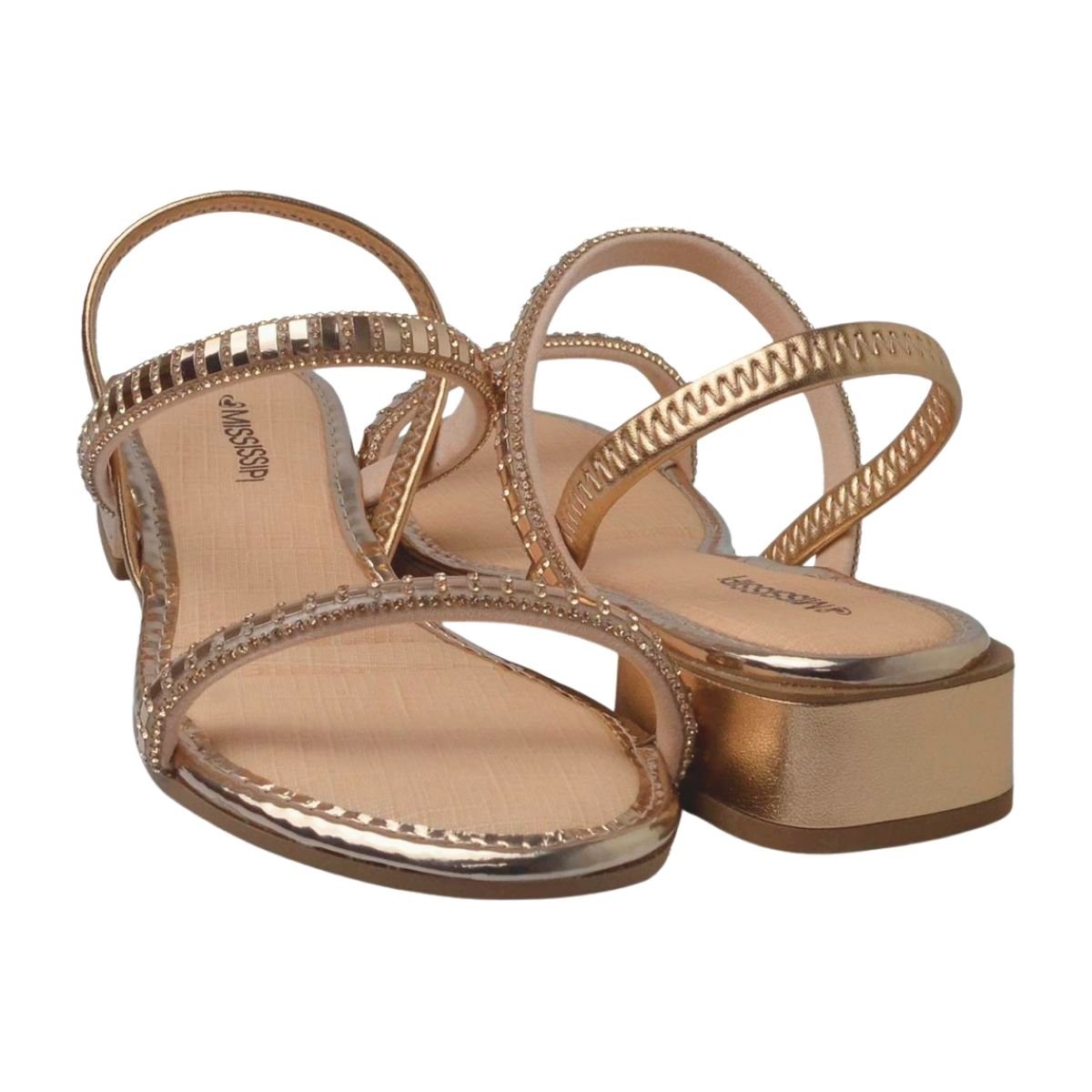 Sandália de Salto Bloco Baixo Feminino Mississipi MI993 Nude Nude 2