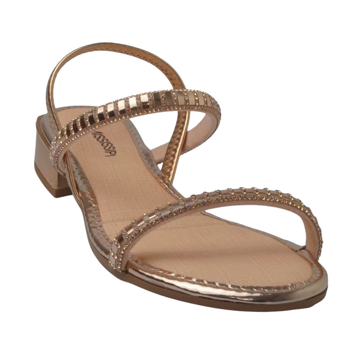 Sandália de Salto Bloco Baixo Feminino Mississipi MI993 Nude Nude 3