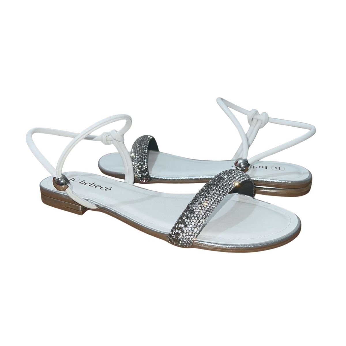 Sandália Rasteira Feminino Bebecê T1028-478 Branco Branco 2