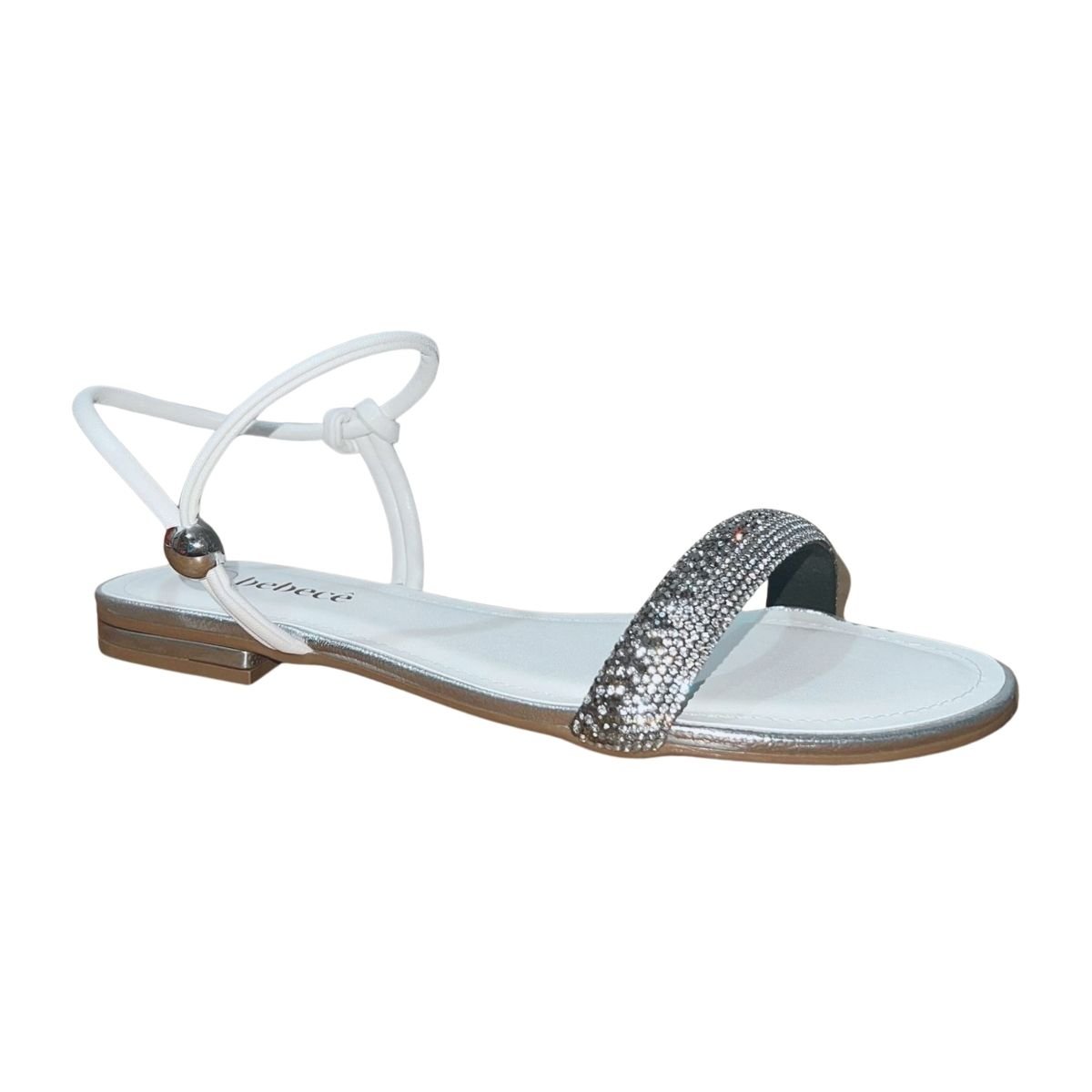 Sandália Rasteira Feminino Bebecê T1028-478 Branco Branco 3