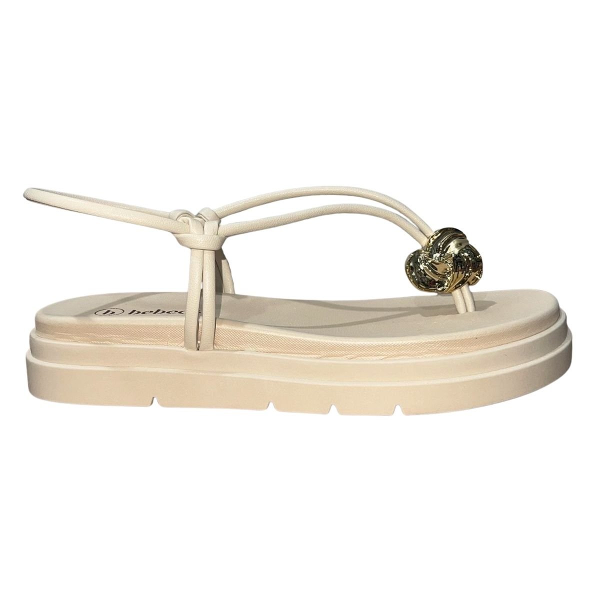 Sandália Rasteira Flatform Feminino Bebecê T2210-132 Bege