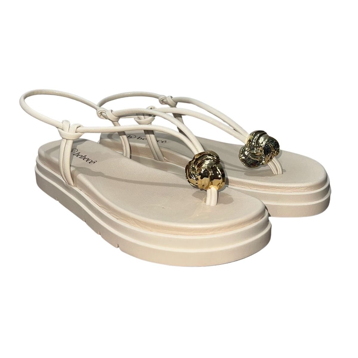 Sandália Rasteira Flatform Feminino Bebecê T2210-132 Bege Bege 2