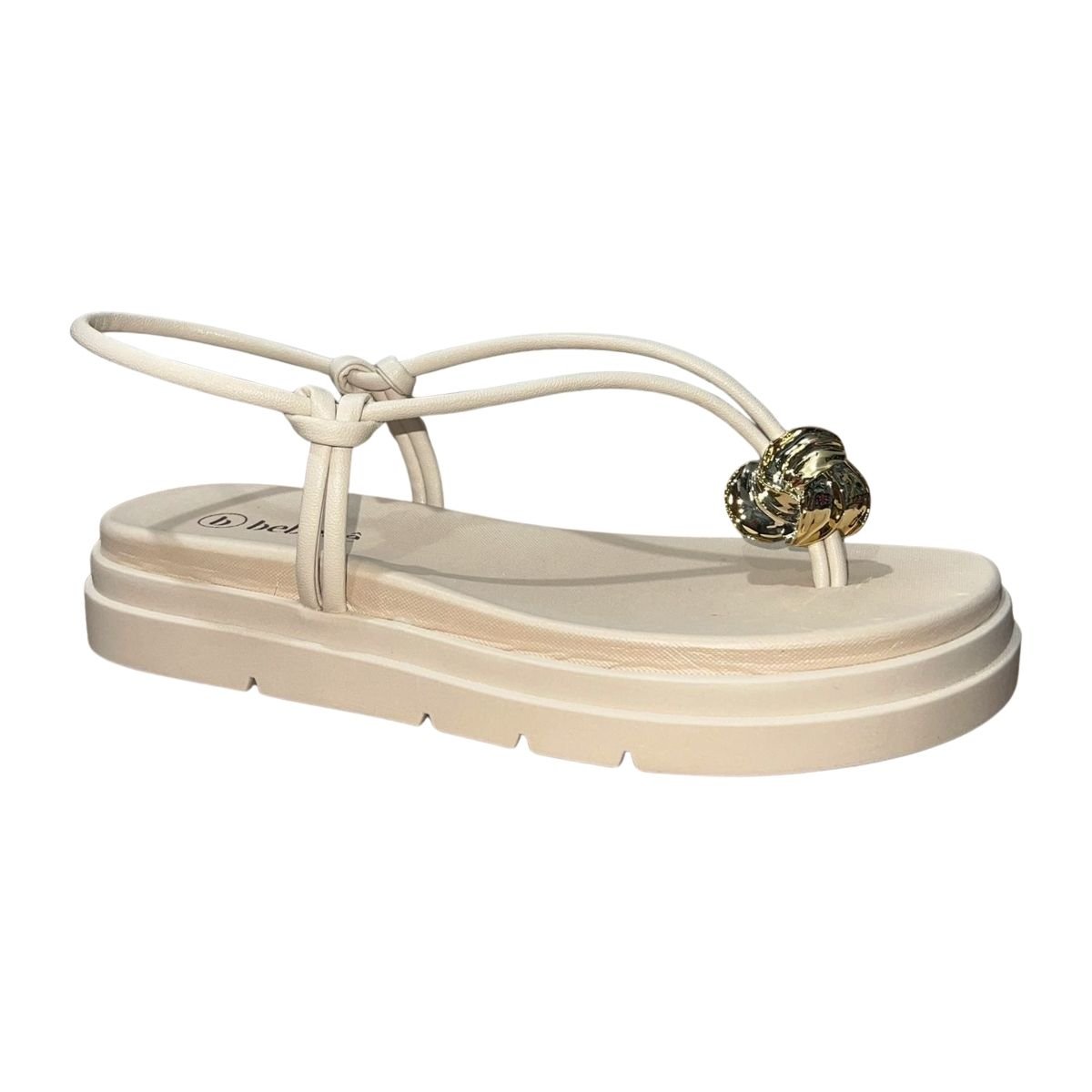 Sandália Rasteira Flatform Feminino Bebecê T2210-132 Bege Bege 3