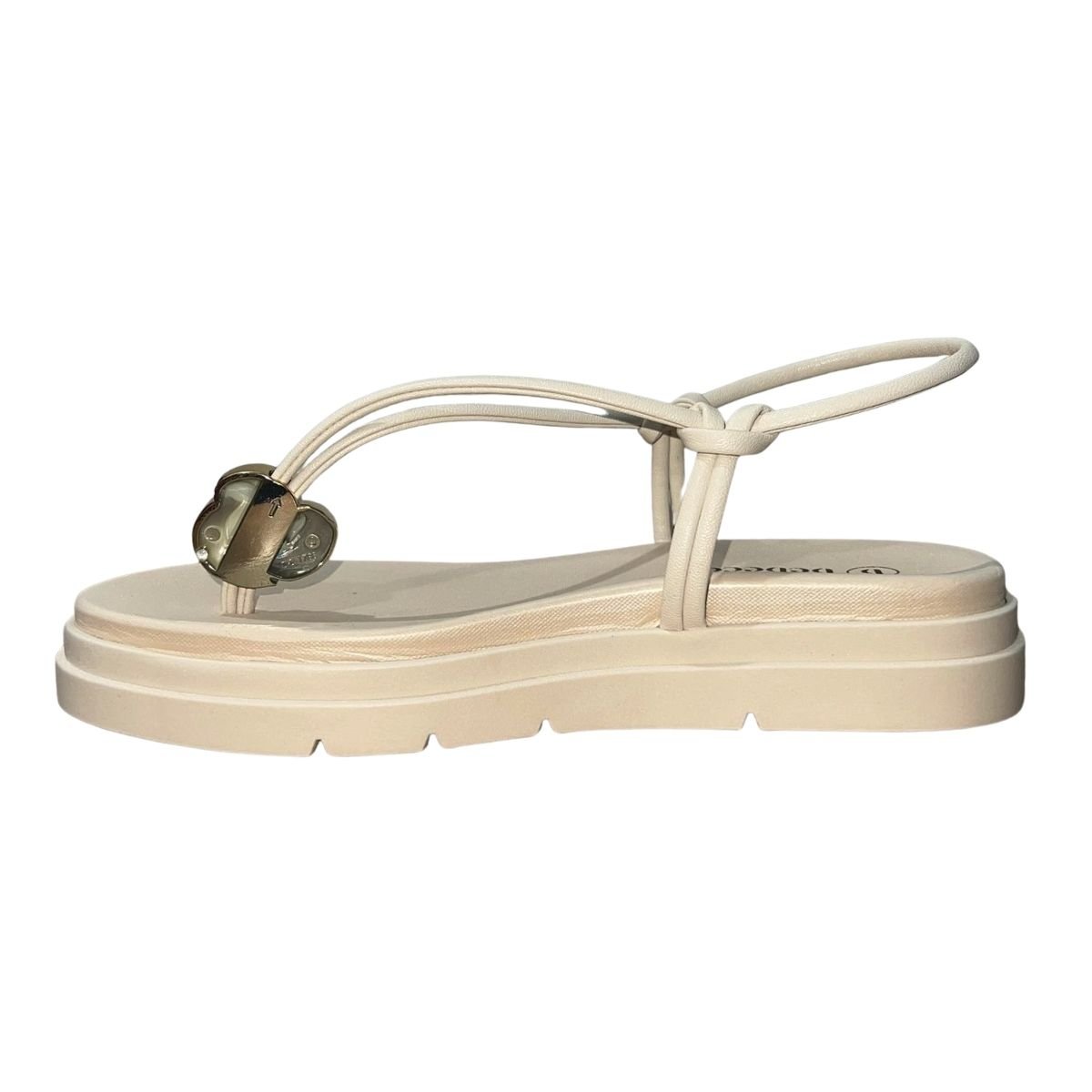 Sandália Rasteira Flatform Feminino Bebecê T2210-132 Bege Bege 5