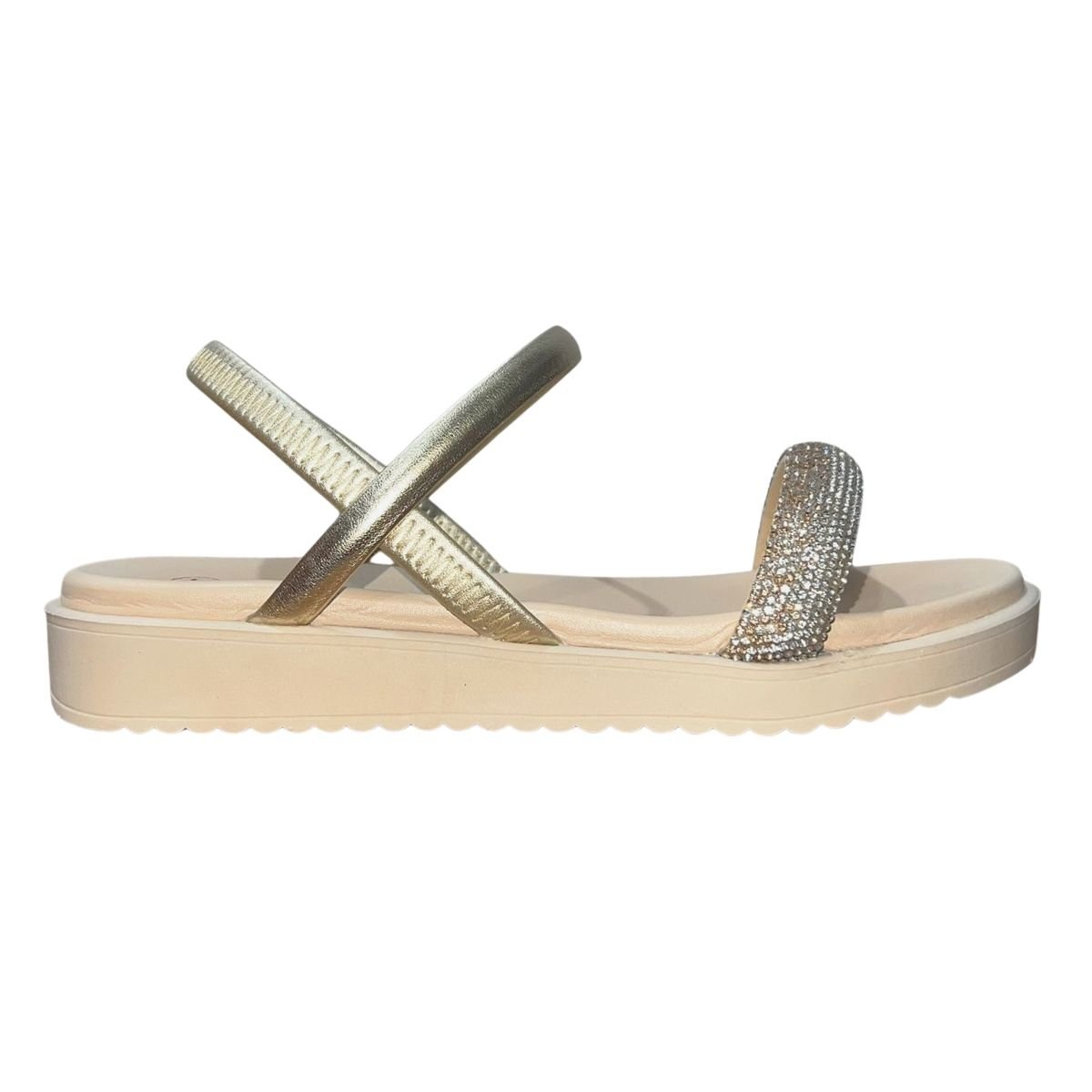 Sandália Rasteira Flatform Feminino Bebecê T2289-733 Dourado
