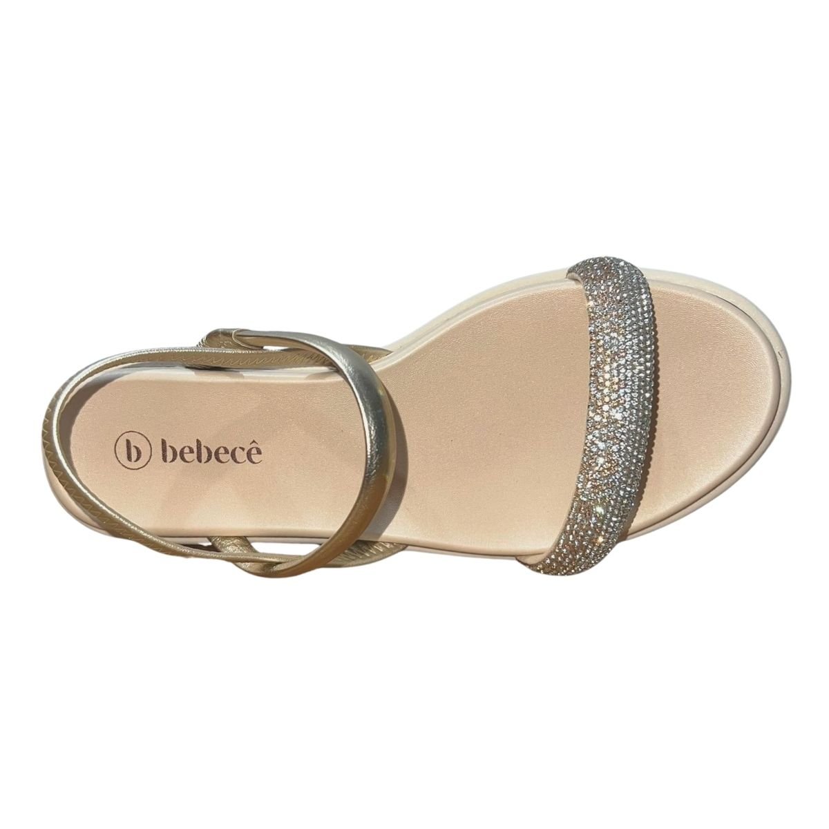 Sandália Rasteira Flatform Feminino Bebecê T2289-733 Dourado Bege/Dourado 4