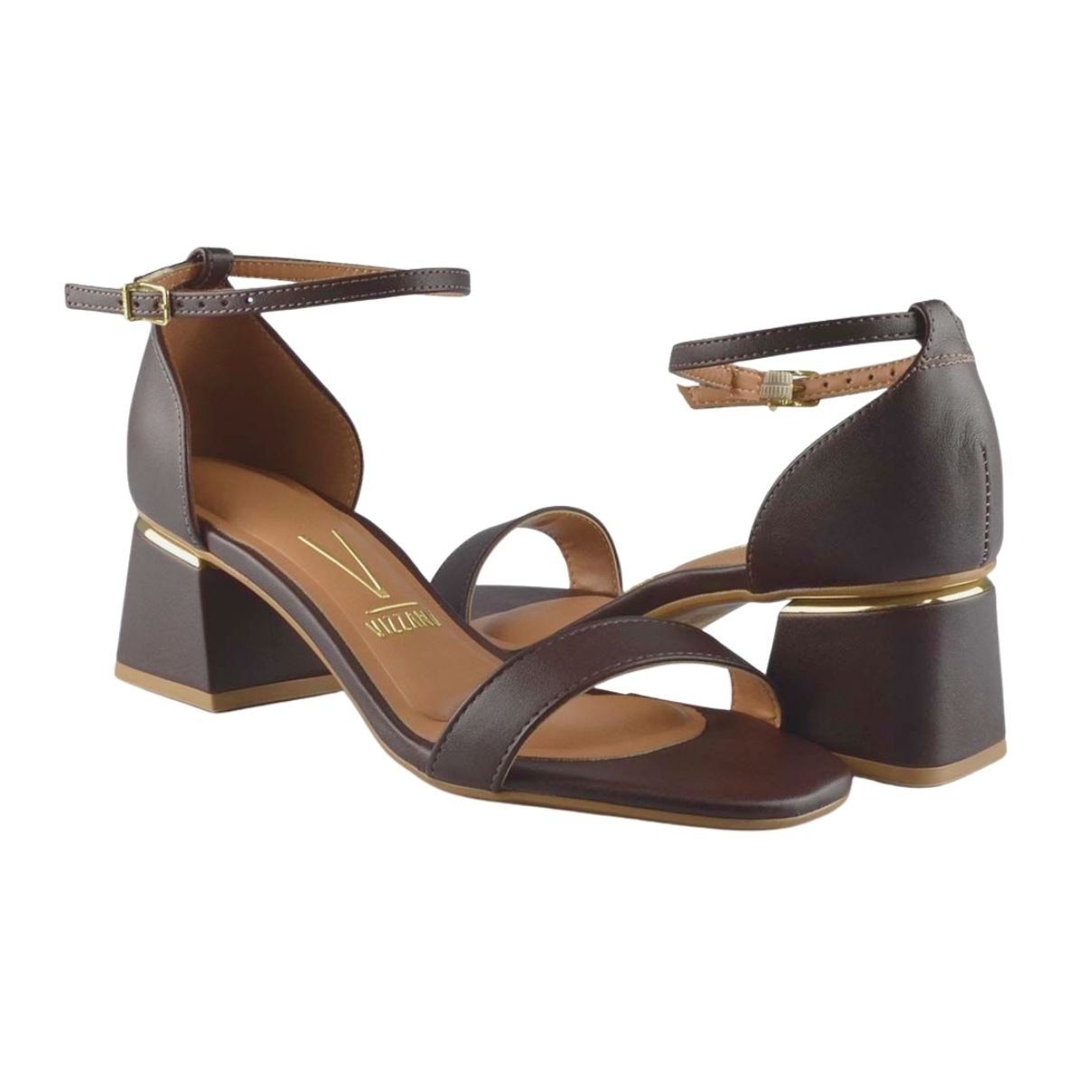 Sandália de Salto Bloco Feminino Vizzano 6428.104 Marrom Marrom 2