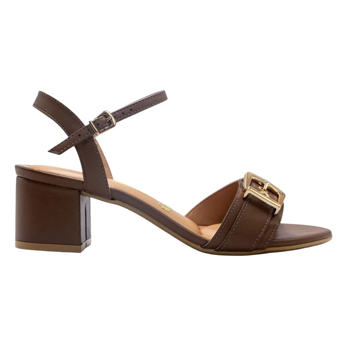 Sandália de Salto Bloco com Fivela Feminino Vizzano 6291.1184 Marrom Marrom 1