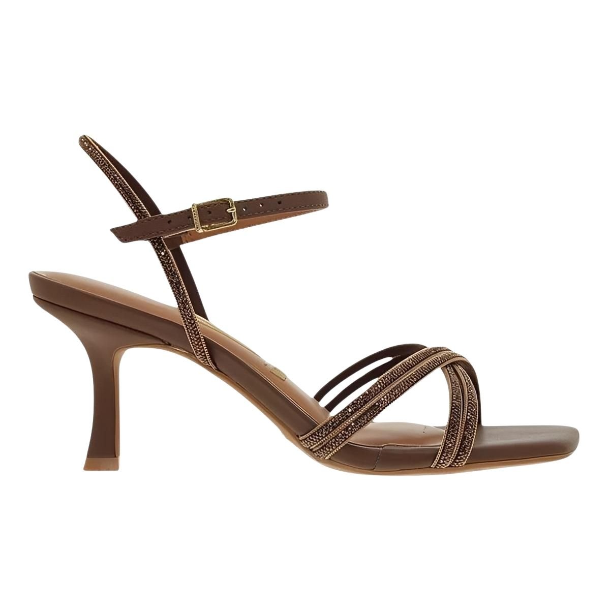 Sandália de Salto Taça com Tira de Brilho Feminino Vizzano 6536.105 Marrom