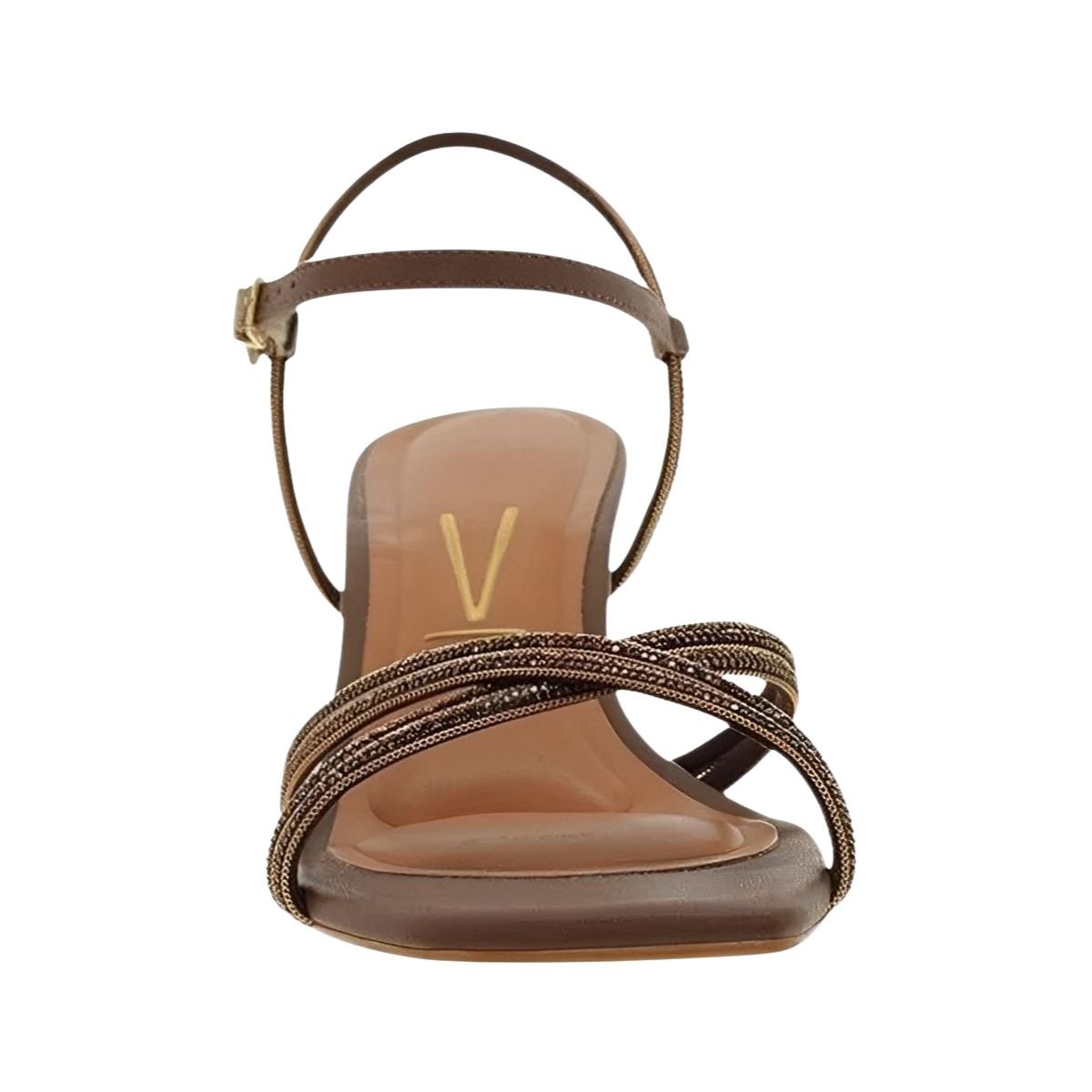 Sandália de Salto Taça com Tira de Brilho Feminino Vizzano 6536.105 Marrom Marrom 2