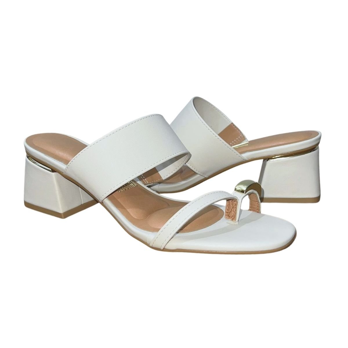 Tamanco de Salto Bloco Feminino Vizzano 6428.148 Branco Branco 2