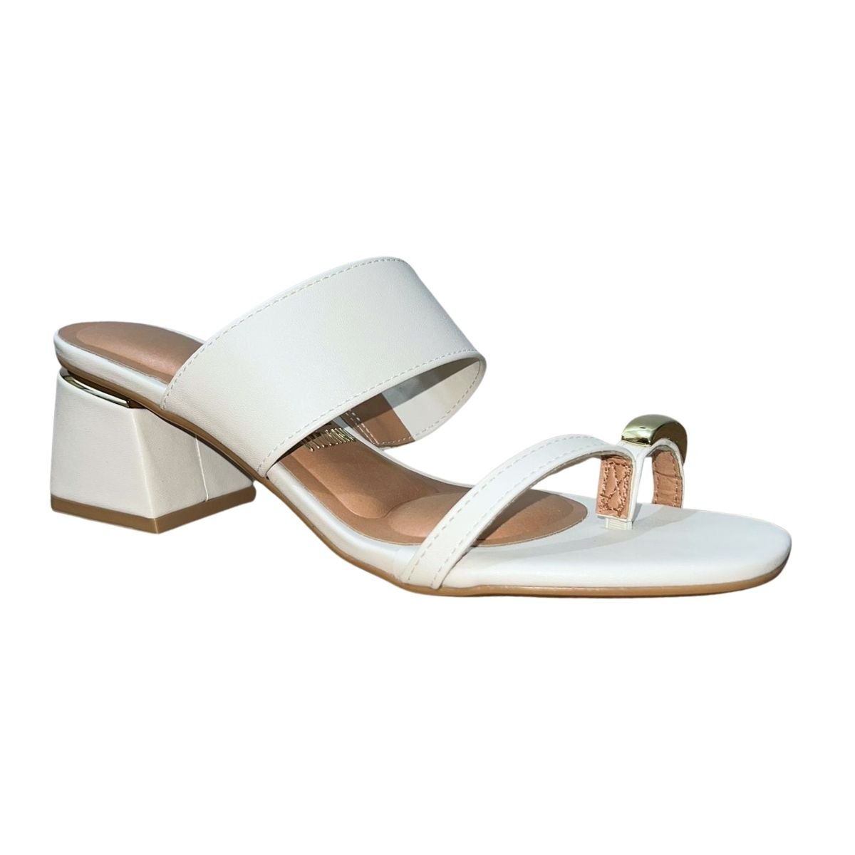 Tamanco de Salto Bloco Feminino Vizzano 6428.148 Branco Branco 3