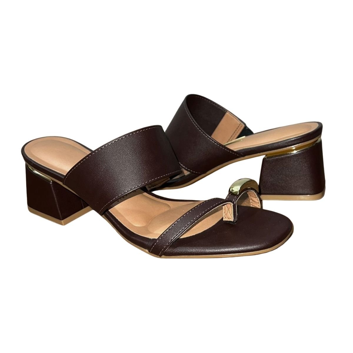 Tamanco de Salto Bloco Feminino Vizzano 6428.148 Marrom Marrom 2