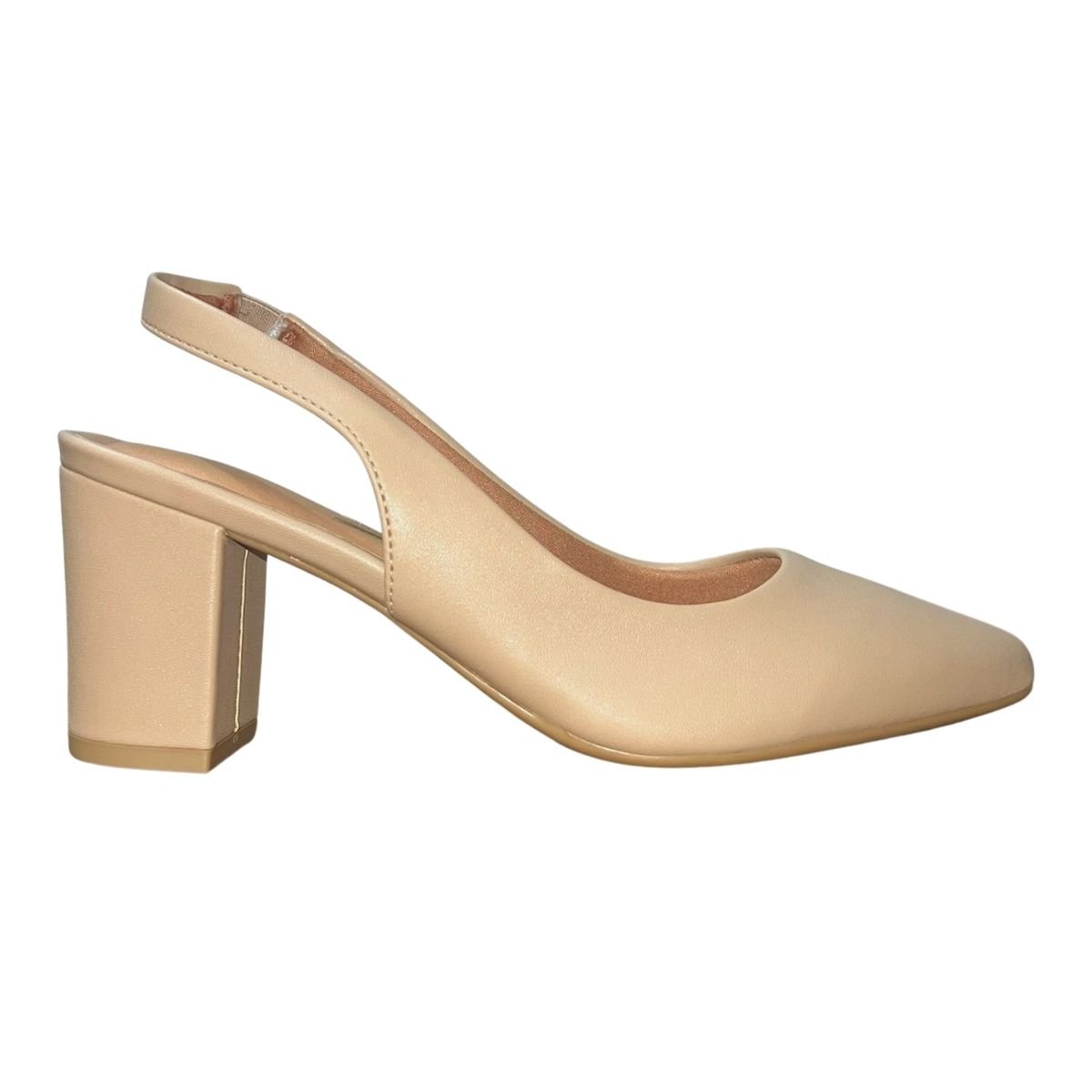 Scarpin Slingback de Salto Bloco Feminino Vizzano 1290.503 Bege