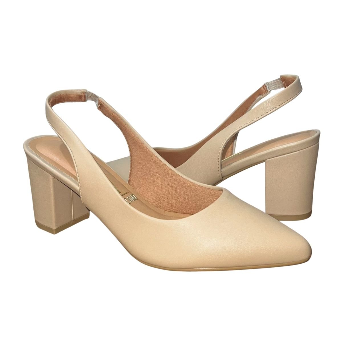Scarpin Slingback de Salto Bloco Feminino Vizzano 1290.503 Bege Bege 2